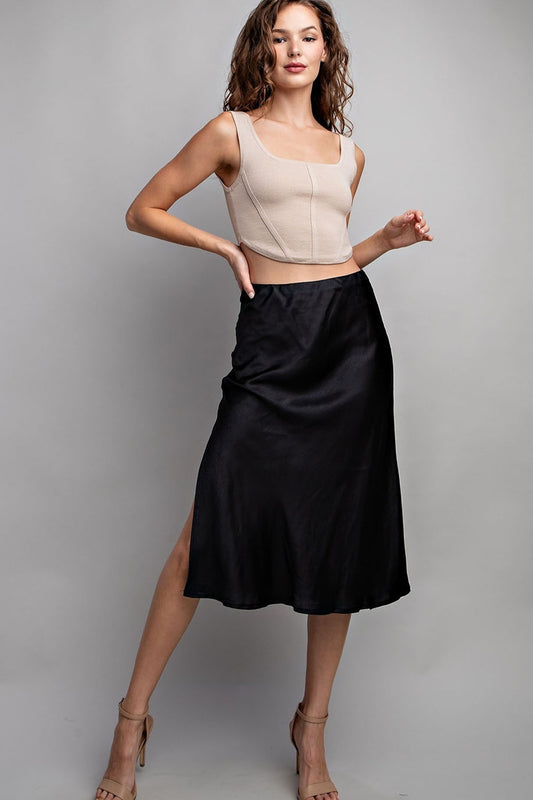 Eesome Black Satin Skirt