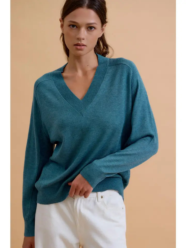 Be Cool Emerald V-Neck Sweater