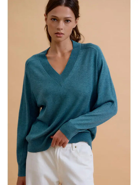 Be Cool Emerald V-Neck Sweater