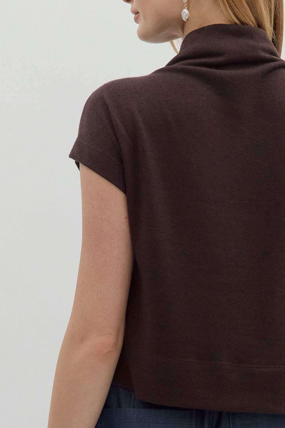 Entro Brown Entro Mock Neck Knit Top