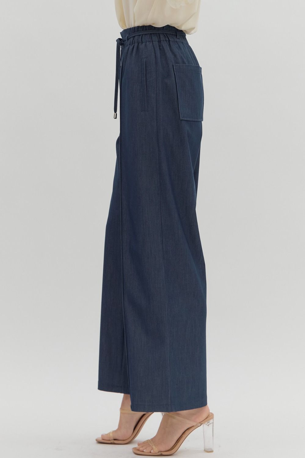 Entro Front Pin Tuck Pants Black