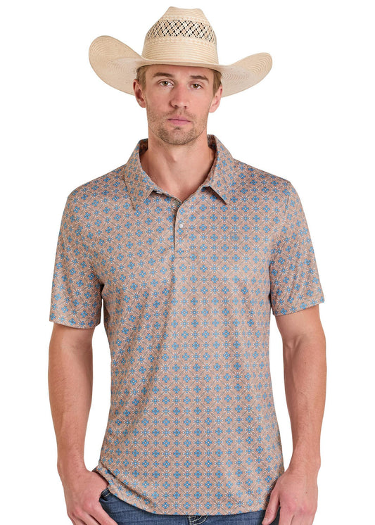 Panhandle Slim Mens Natural Blue Polo