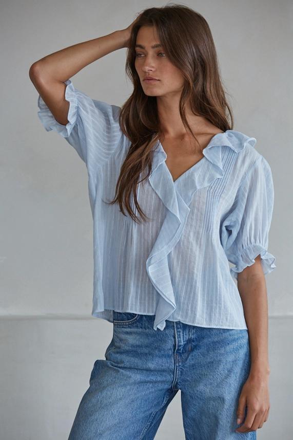 BT Powder Blue V-neck Top