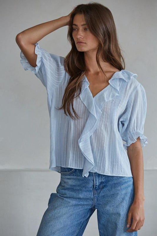 BT Powder Blue V-neck Top