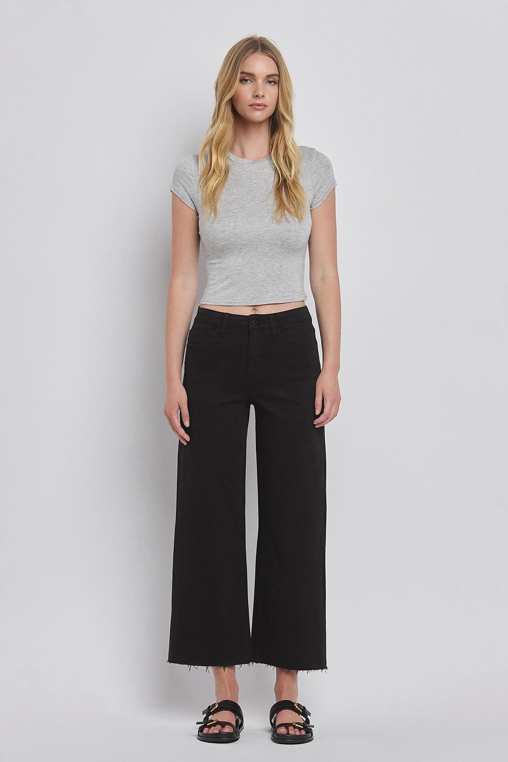 Vervet Black HR Crop Wide Leg Jean