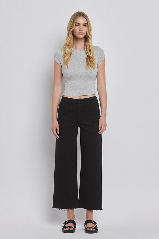 Vervet Black HR Crop Wide Leg Jean