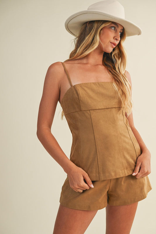 Mustard Seed Tan Straight Neck Cami Top