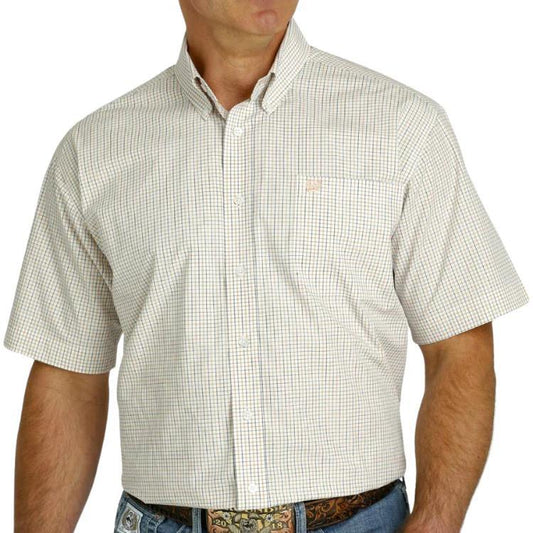 Cinch White Plaid Short Sleeve