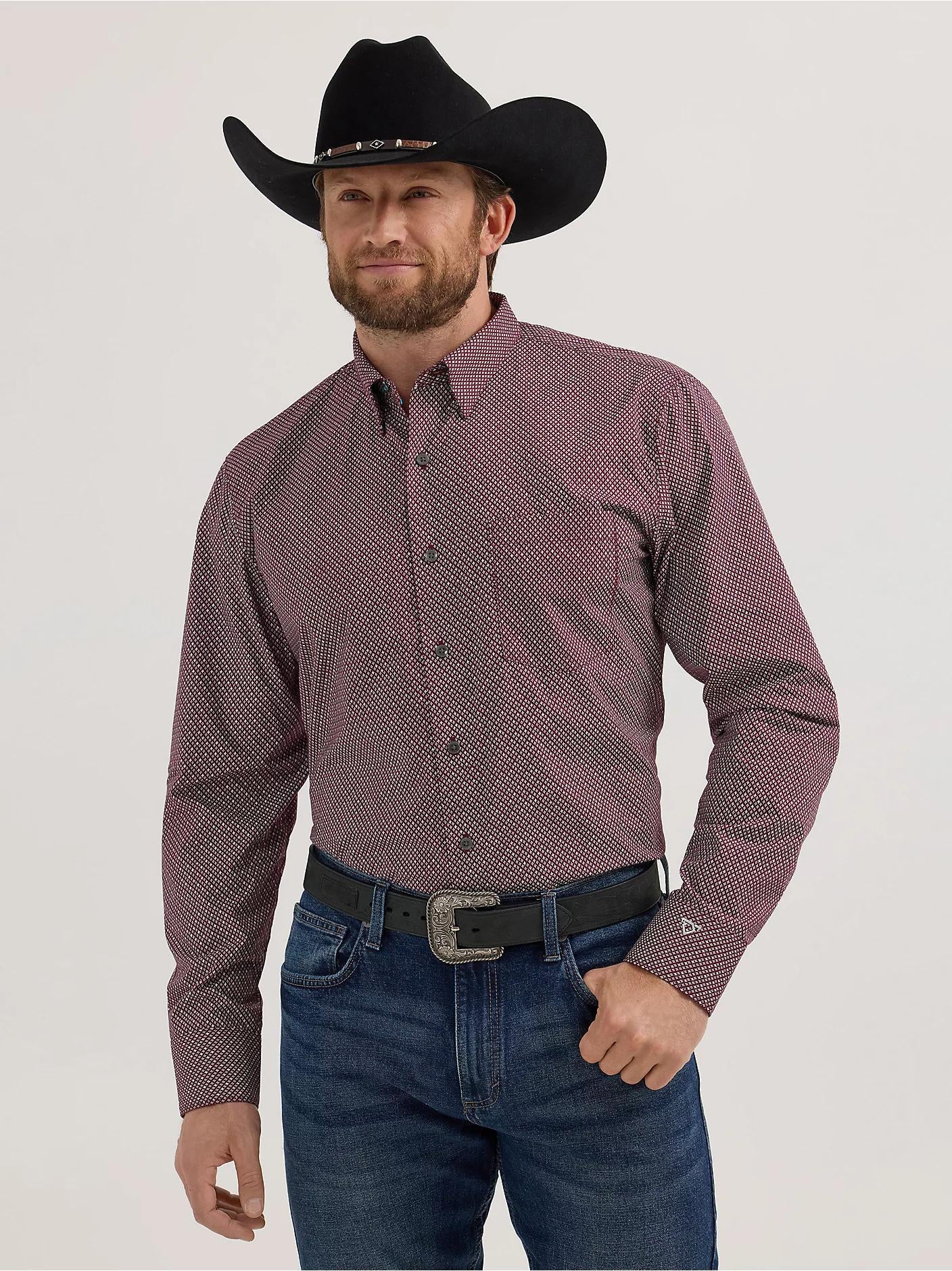 Wrangler Cody Johnson Burgudy Diamond Shirt