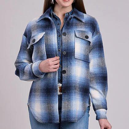 Roper Blue Herringbone Shirt Jacket