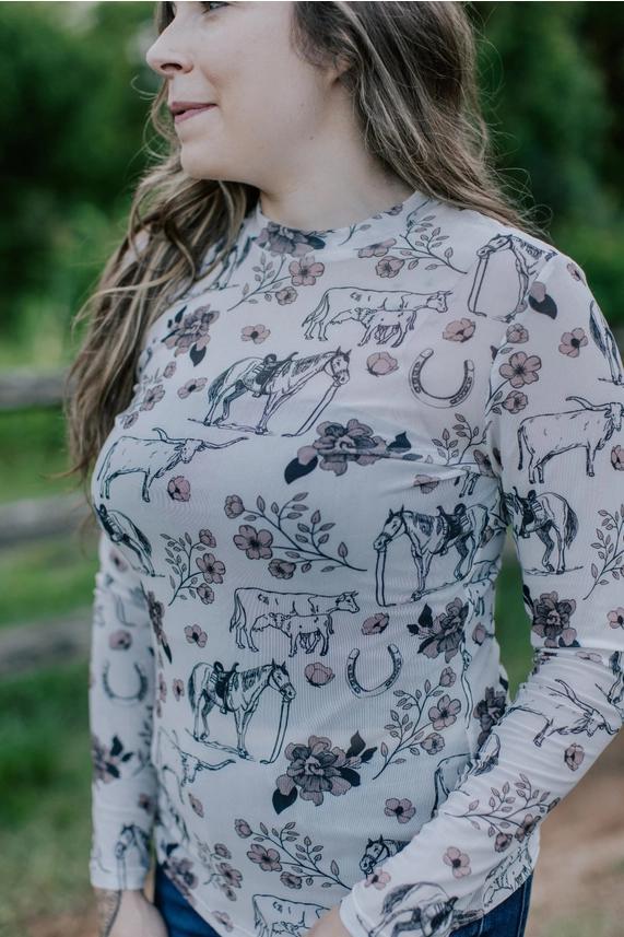 MK Meadow Blooms Mesh Top