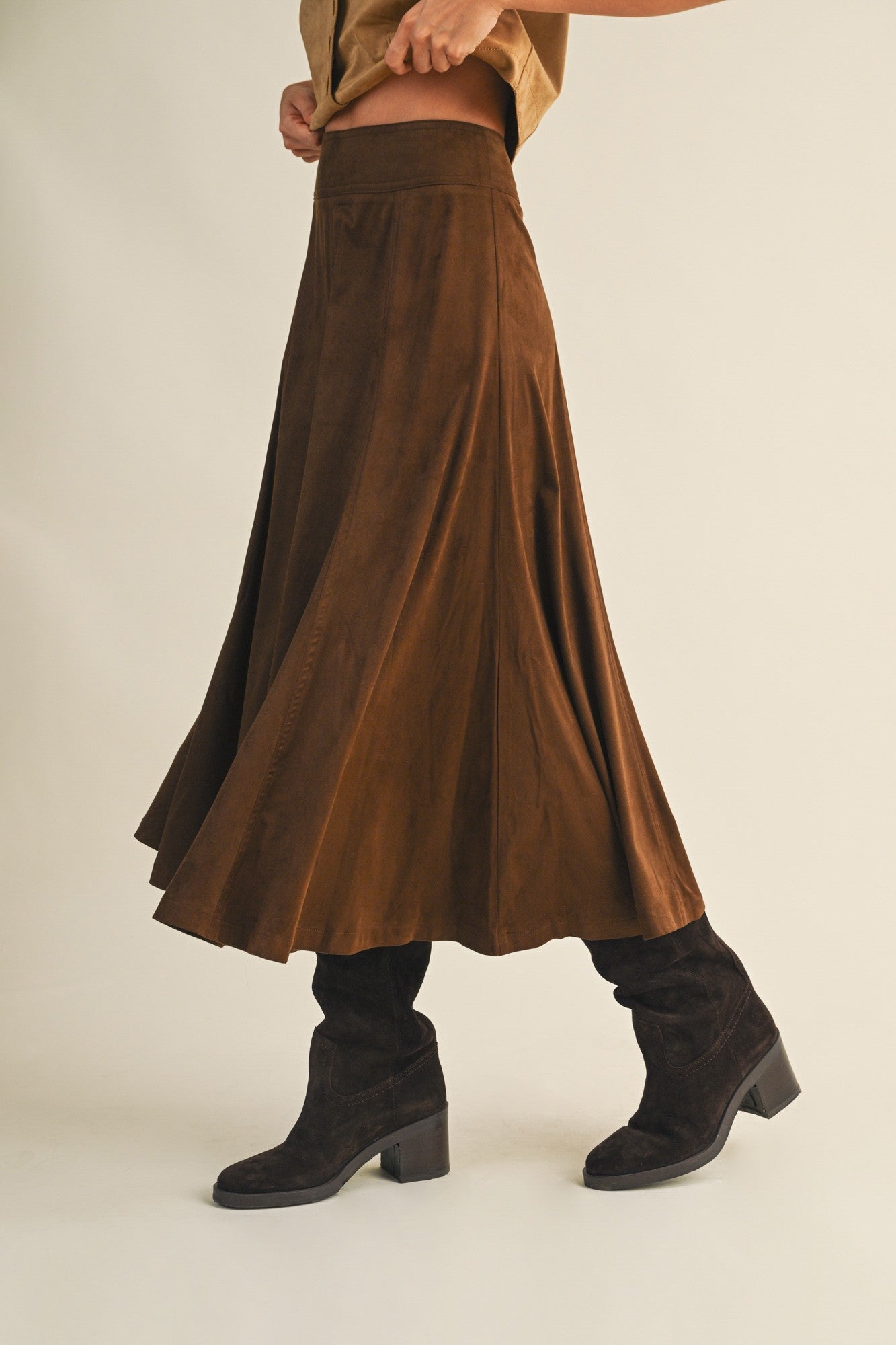 Mustard Seed Espresso Faux Suede Skirt
