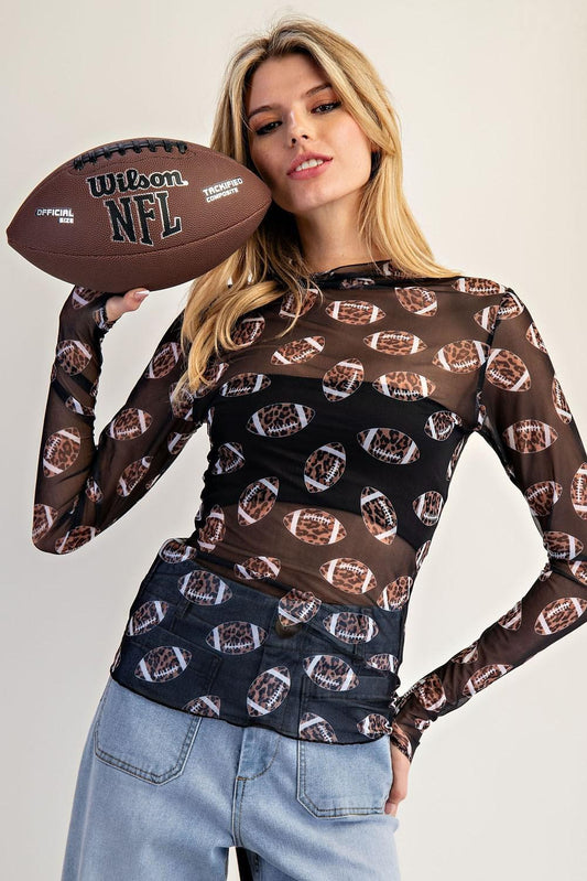 Eesome Leopard Football Print Mesh Shirt