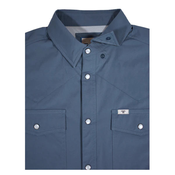 Ferrell Short Sleeve Snap Top Blue