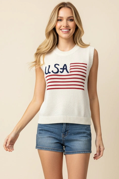 Pinch American Flag Sweater Top