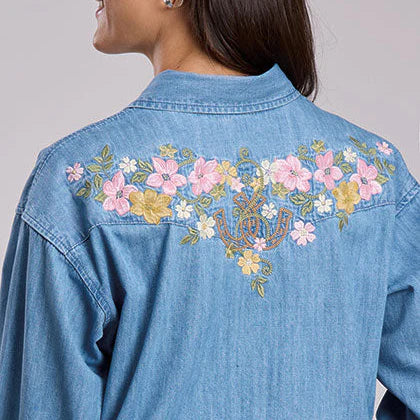 Stetson Floral Horseshoe Denim Shirt