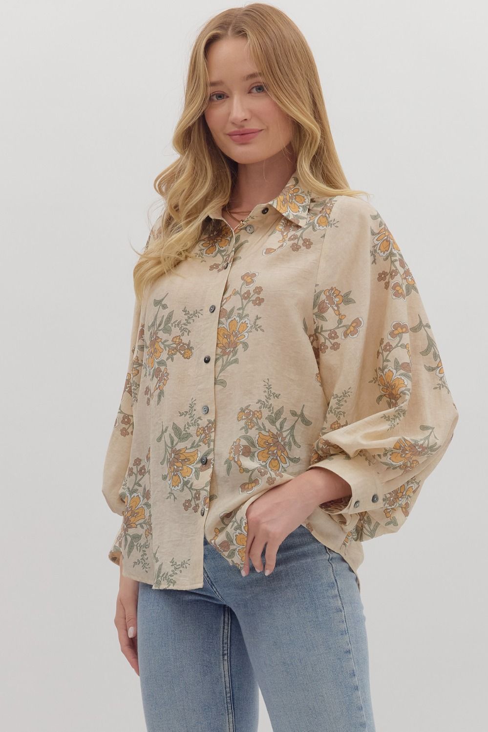 Entro Ecru Floral Print Top