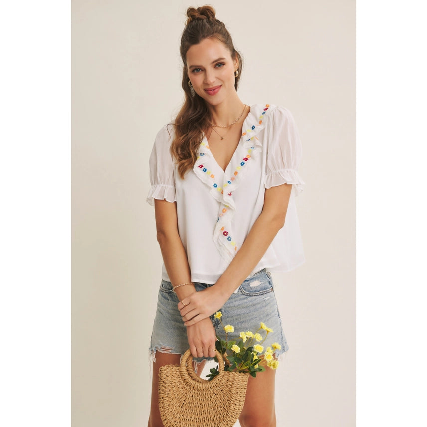 In february  Voile Ruffle Blouse