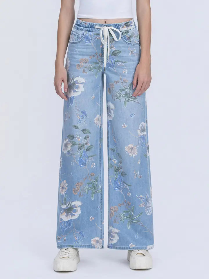 Vervet Floral Print Drawstring Jean