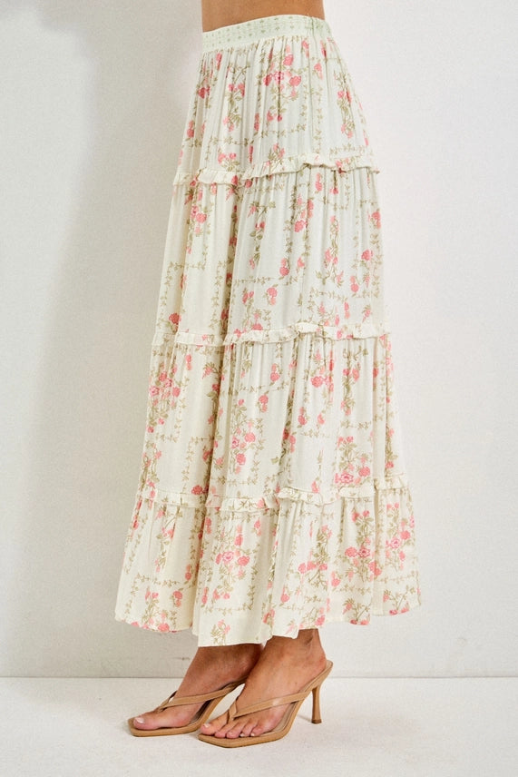 Baevely Floral Ruffle Skirt