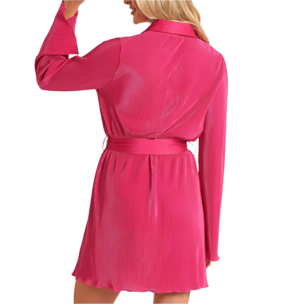 Rock&Roll Fuchsia Plisse Shirt Dress