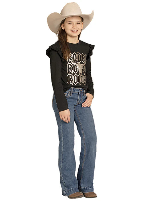 Rock&Roll Girls Raised Denim Boot Stitch Jeans