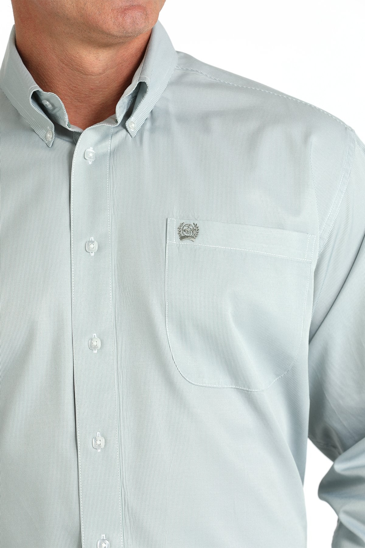 Cinch Green Micro Stripe Shirt