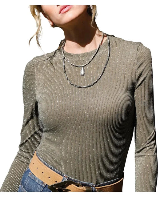 Cruel Denim Olive Mettalic Top
