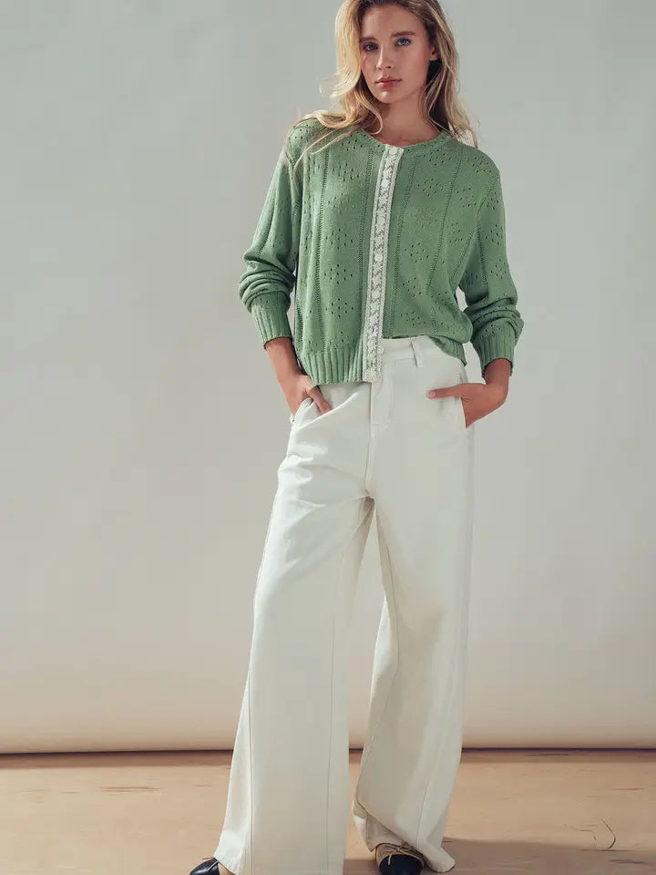 UD Pointelle Knit Cardigan Sweater - Petticoat Junction