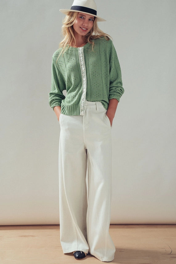 UD Pointelle Knit Cardigan Sweater - Petticoat Junction