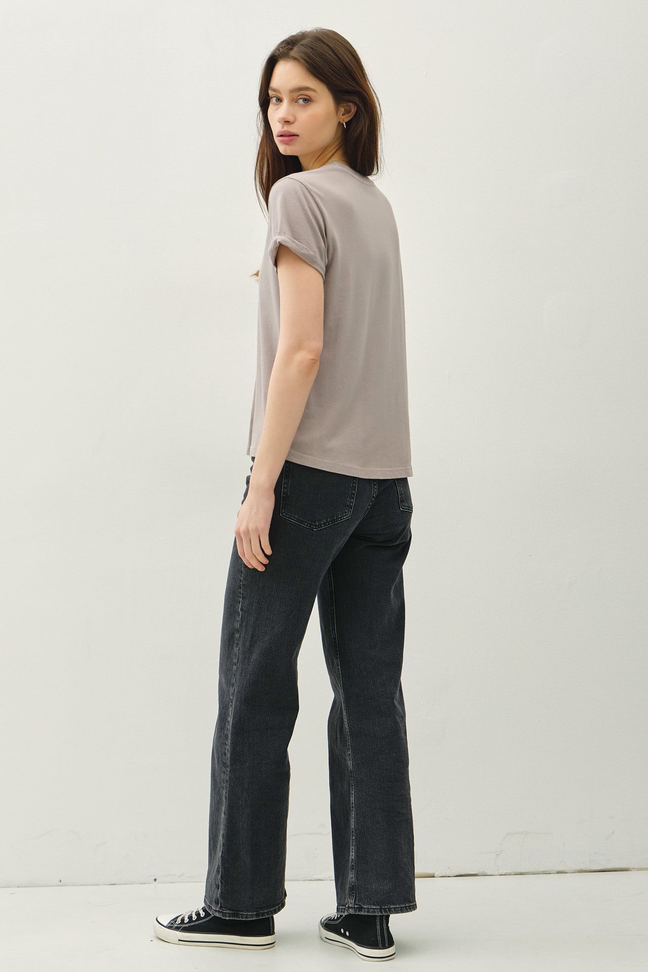 Be Cool Rolled Sleeve Tee Greige