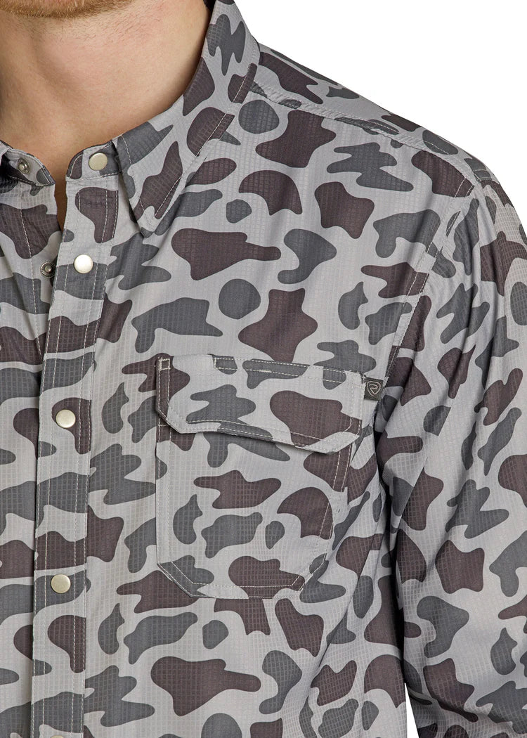 Rock&Roll Men's Grey Camo Tek Shirt
