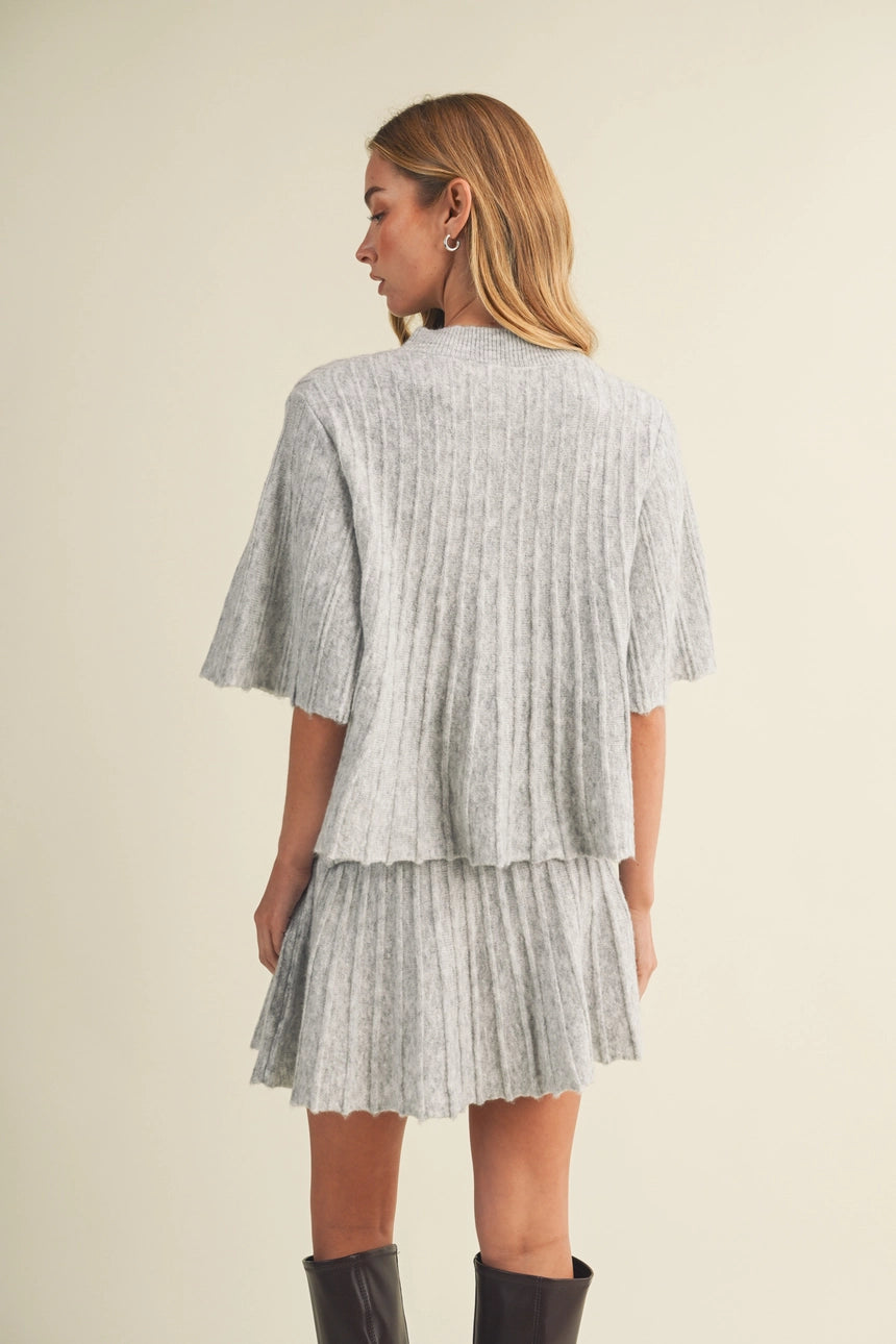 MS Ice Grey Bell Sleeve Sweater Top