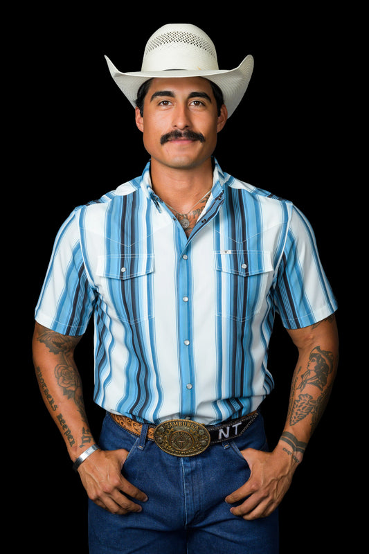 Ferrell Harrison Short Sleeve Snap Blue
