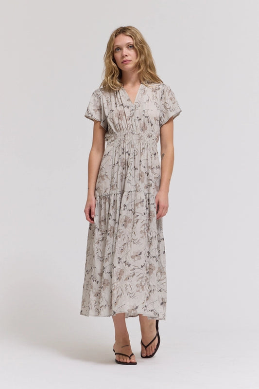 G&G Haze Ruffle Satin Midi Dress