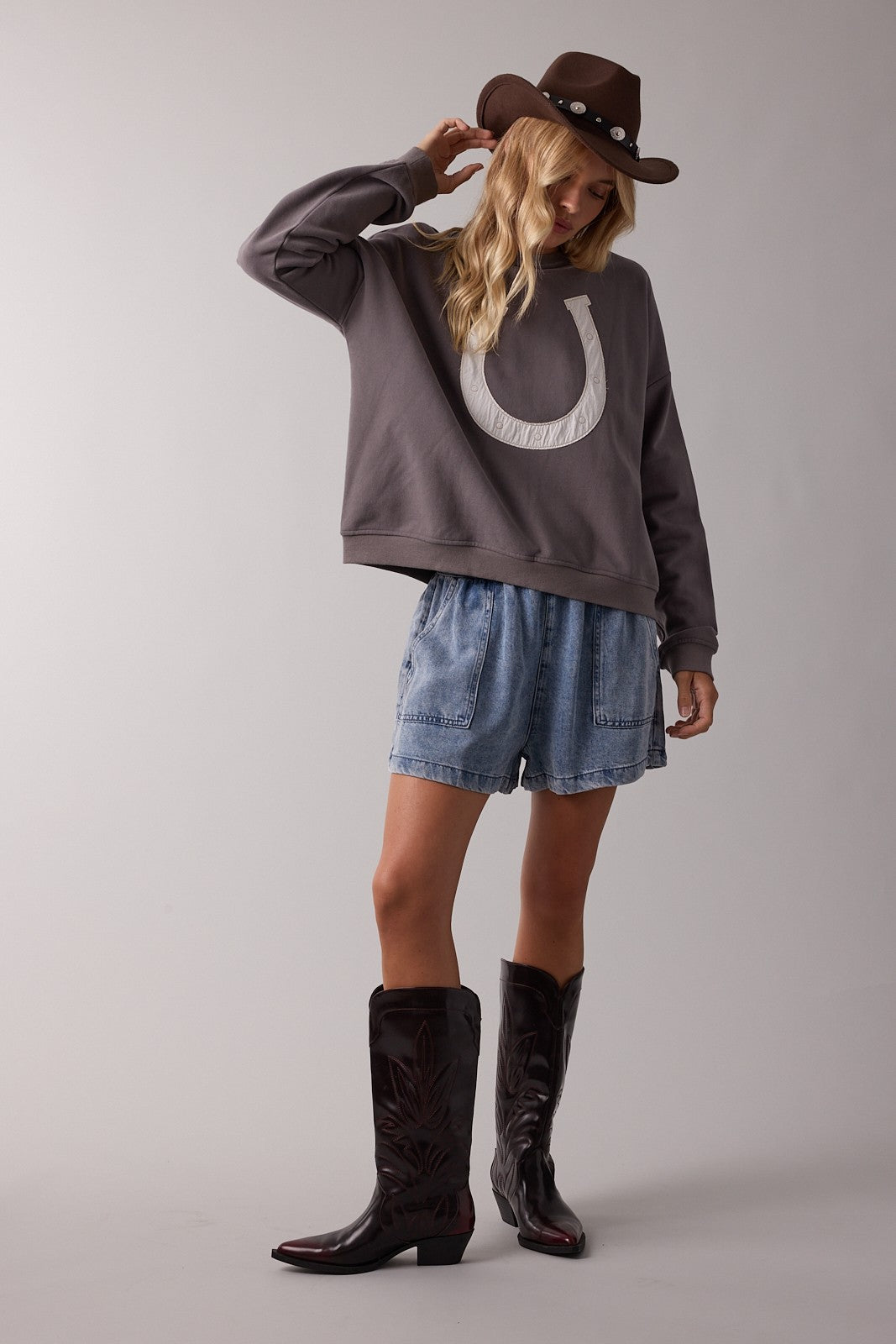 Wishlist Charcoal Horseshoe Sweatshirt