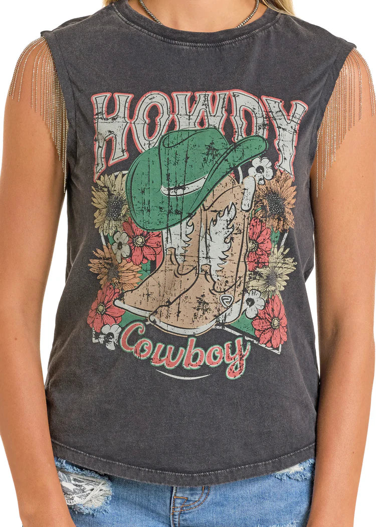 Rock&Roll Chain Fringe Howdy Tee
