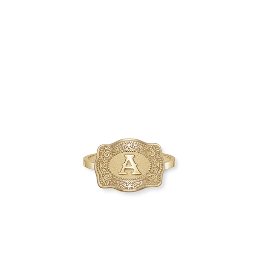 Spurwest Mini Belt Buckle Initial Ring Gold - Petticoat Junction
