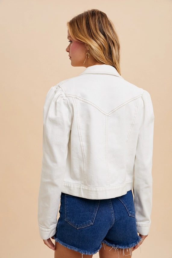 Loom Cropped Denim Jacket Off White