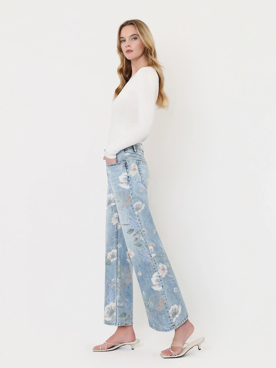 Vervet Super High Rise Floral Print Jeans