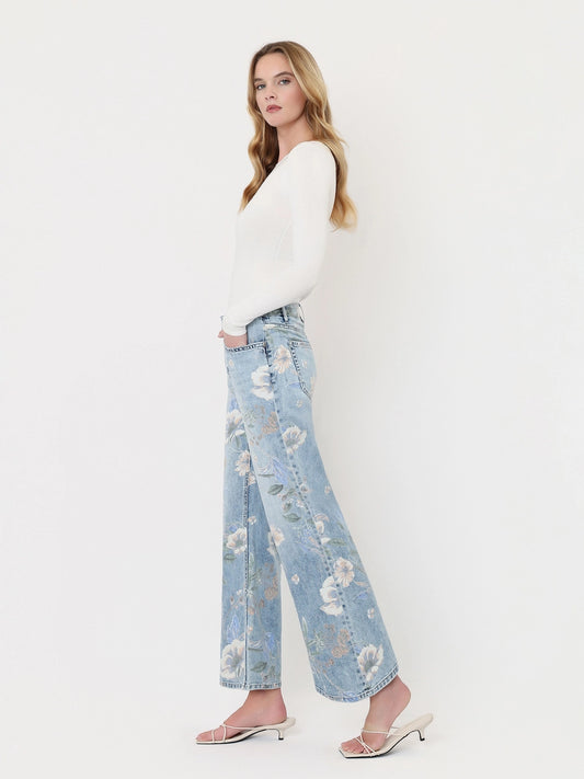 Vervet Super High Rise Floral Print Jeans