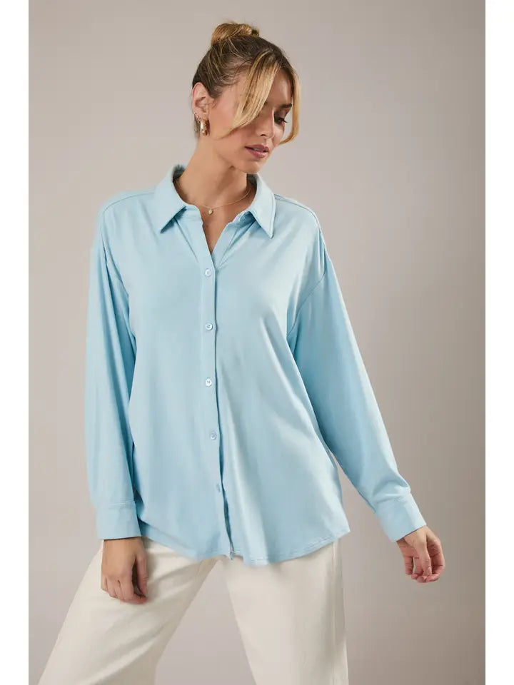 SE Jersey Shirt LS Top Baby Blue