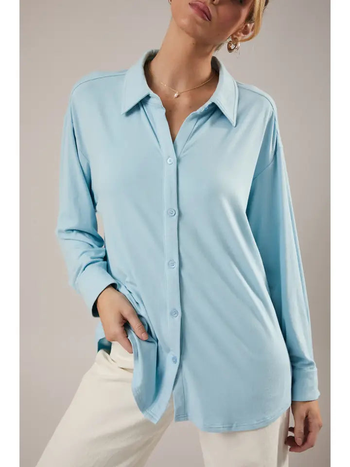SE Jersey Shirt LS Top Baby Blue