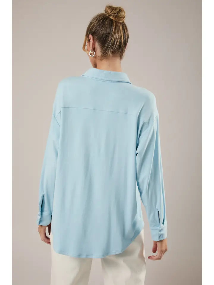 SE Jersey Shirt LS Top Baby Blue