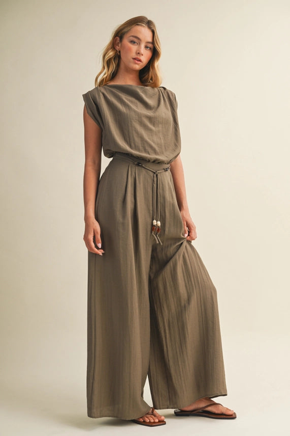Mustard Seed Cowl Neck Jumpsuit