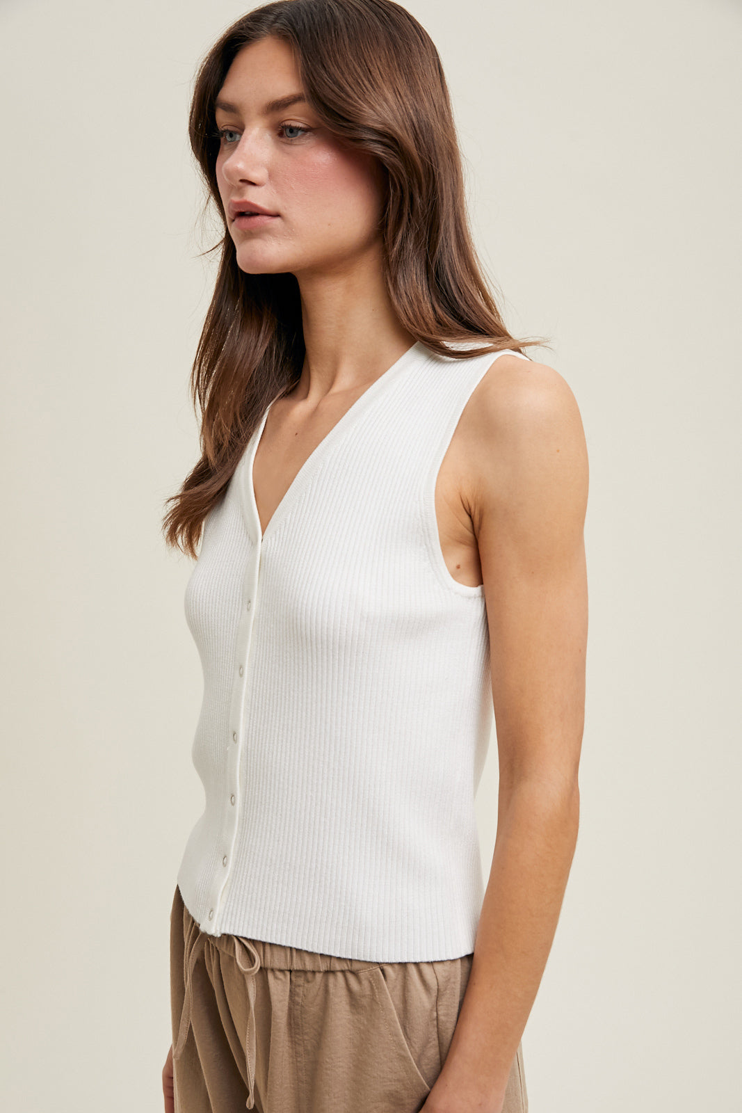 Wishlist Ribbed Snap Knit Tank