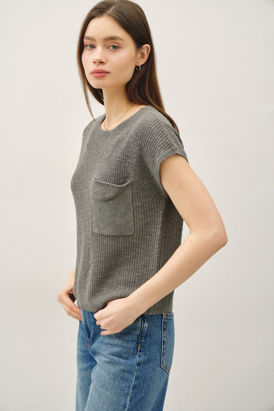 Be Cool Patch Pocket Cap Sleeve Top