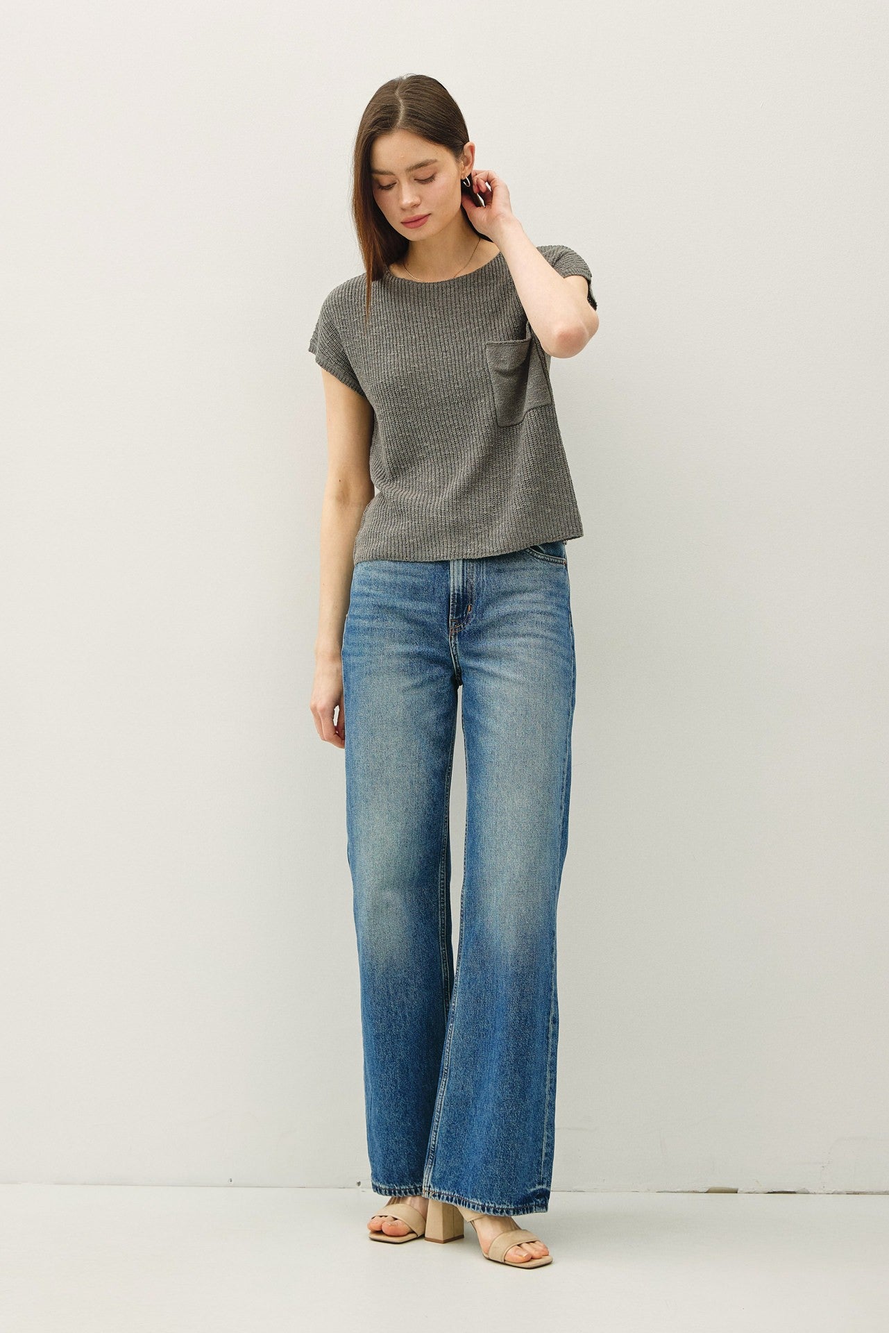 Be Cool Patch Pocket Cap Sleeve Top
