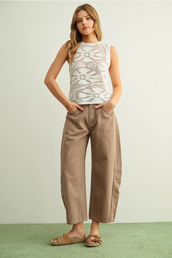 Miou Muse Ivory Floral Knit Top