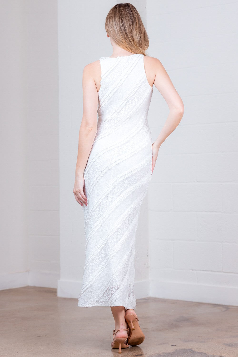 Taelynn White Lace Fitted Dress